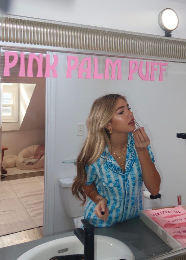 Pink Palm Pajamas in Seabreeze