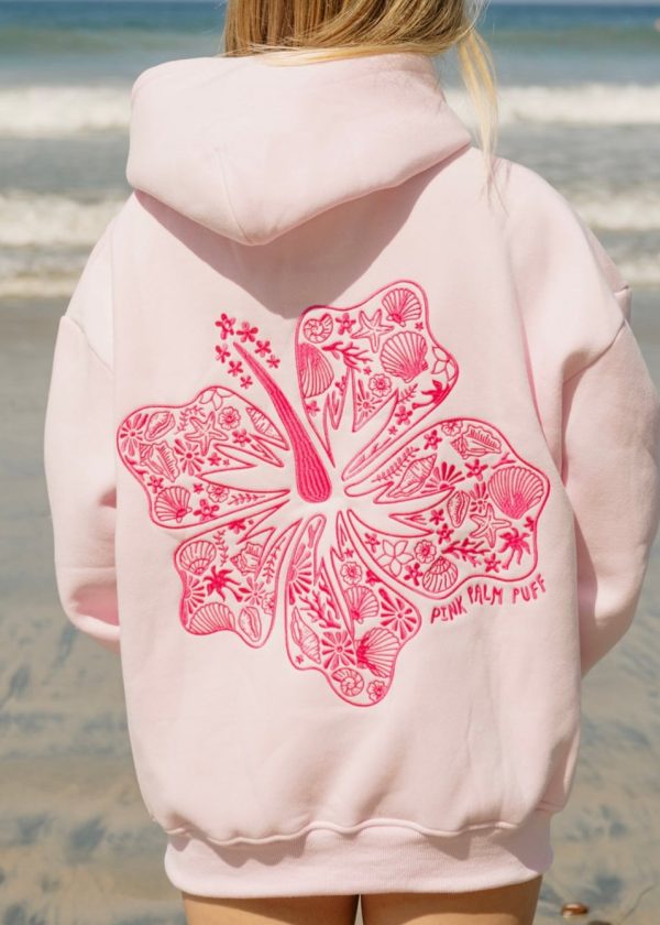 Hawaii Hibiscus Hoodie in Blush