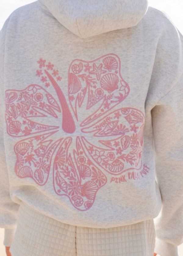 Hawaii Hibiscus Hoodie in Heather Cloud